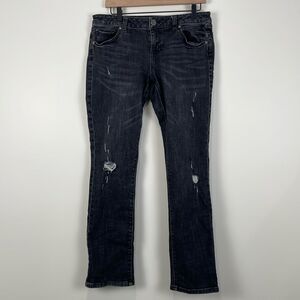 Cabi Slim Boyfriend Jeans Women’s 8 Black Distressed Y2K Low Rise Denim Hip